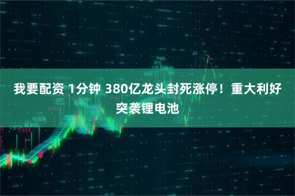 我要配资 1分钟 380亿龙头封死涨停！重大利好突袭锂电池